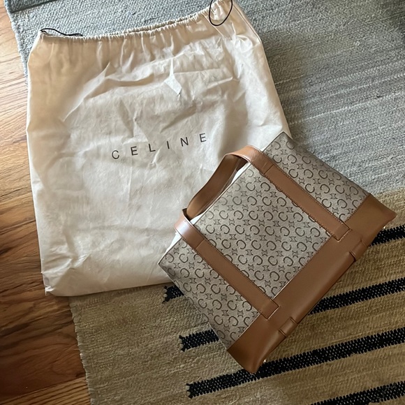 Celine Handbags - CELINE vintage logo shoulder bag tan leather